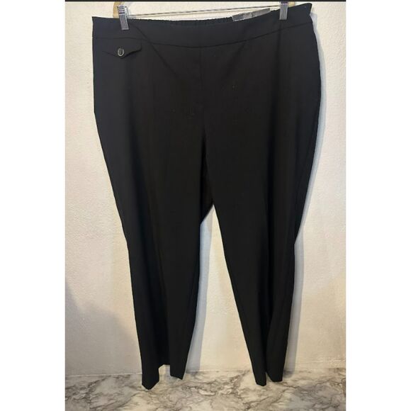 483 Women’s Black Pull-On Ankle Dress Pants – Plus Size Stretch Trousers - Picture 2 of 5